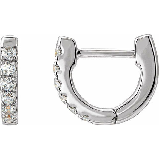 Sterling Silver 1/8 CTW Natural Diamond Hoop Earrings