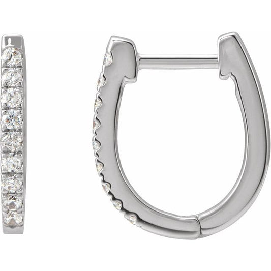 14K White 1/5 CTW Natural Diamond Hoop Earrings