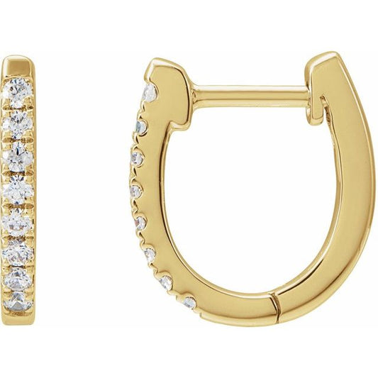 14K Yellow 1/6 CTW Natural Diamond Hoop Earrings