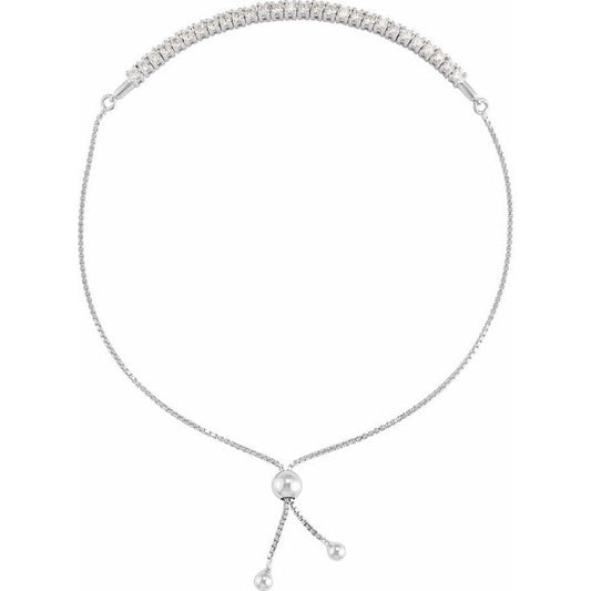 14K White 1 CTW Lab-Grown Diamond Bolo 9 1/2